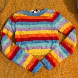 Urban outfitters Rainbow fuzzy crop top